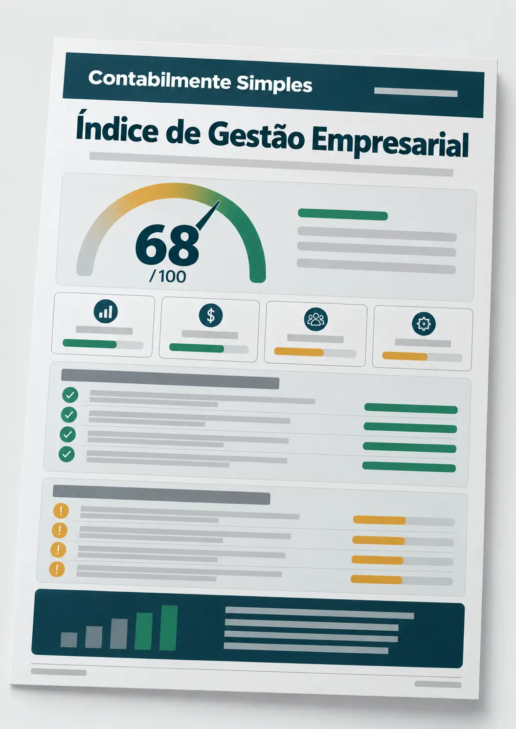 Exemplo do relatório de diagnóstico com o IGE — Índice de Gestão Empresarial